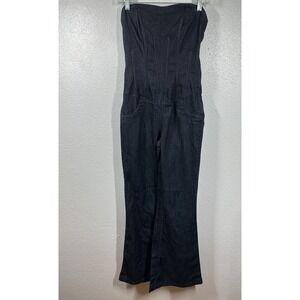 Boom Boom Cartonnier Jumpsuit Women's Medium Strapless Corset Zip Flare Denim
